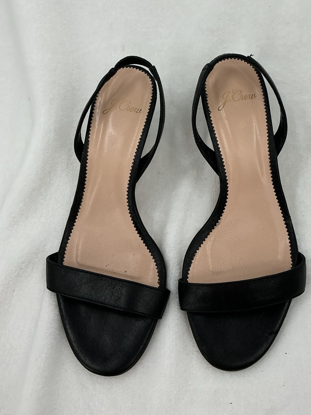 J. Crew Black Slingback Sandals with Nude Insole B60